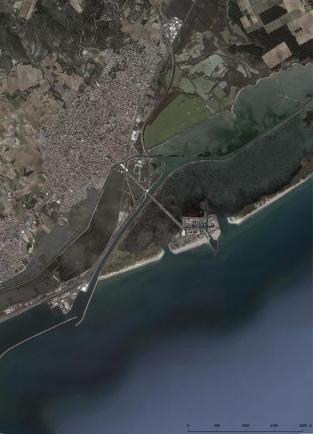 Prospective érosion des plages vue aérienne Frontignan plage